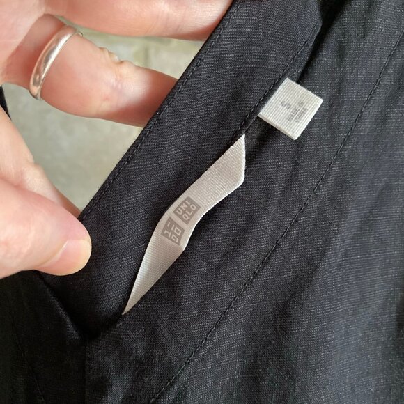 Uniqlo Wide Leg Linen Blended Jumpsuit - Small, Black - Picture 3 of 3